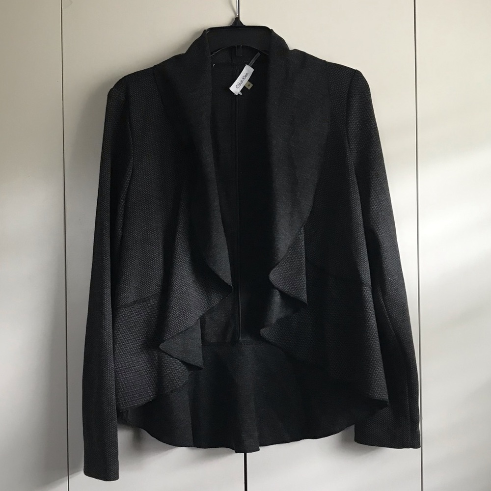 CALVIN KLEIN Flyaway Gray Cardigan Sz Medium